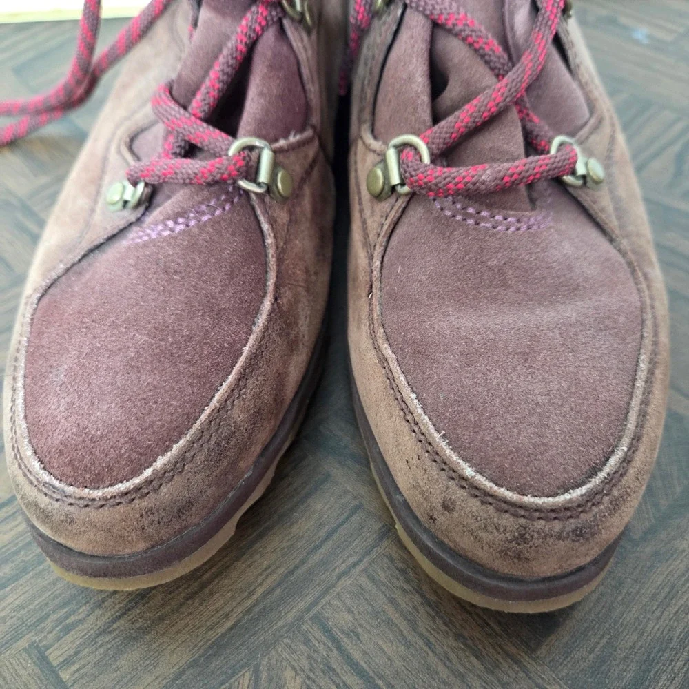 Sorel brown‎ leather red lace ankle boots womens size 10 Winter boots
